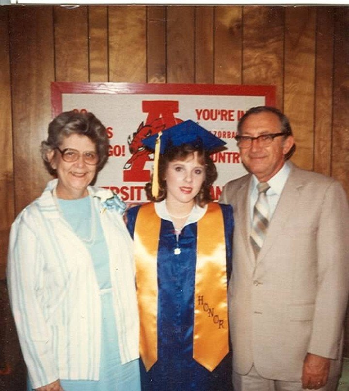 Robin and the Millers at her high school graduation in 1985. 