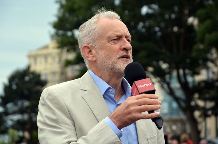 Labour leader Jeremy Corbyn addresses a rally in Hastings, east Sussex on Saturday