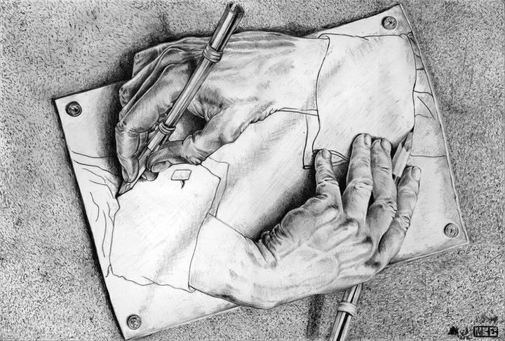 MC Escher’s 1948 Lithograph Drawing Hands