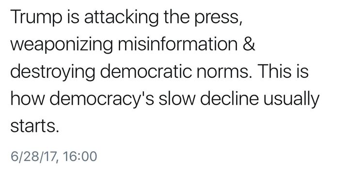This Tweet highlights the current President’s seemingly undemocratic behavior and begs the question: does Constitutional allegiance include allegiance to those sworn to defend it? 
