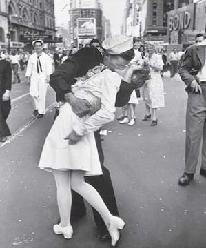 This iconic image captures a moment when patriotism tends to be higher - like at the end of a major World War. 