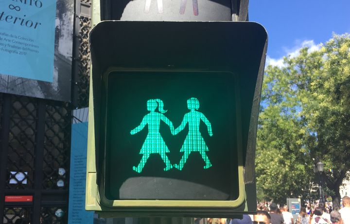 Street Crossing Sign Madrid Spain 2017