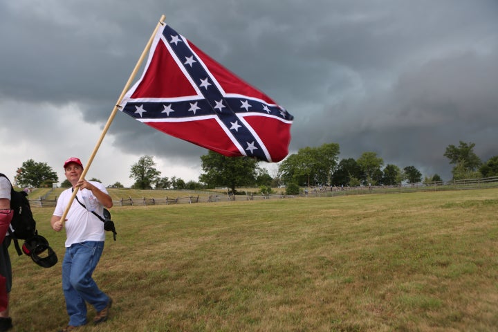 Part of the scene at the Gettysburg Battlefield on Saturday.