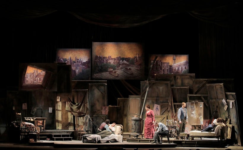 David Farley's set for the artists' garret in <strong><em>La Bohème</em></strong>