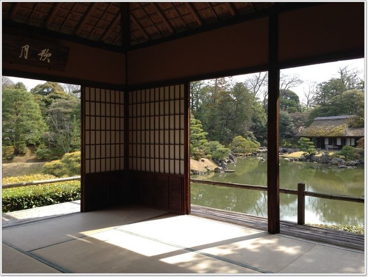 shoji screen & pond at Katsura Villa