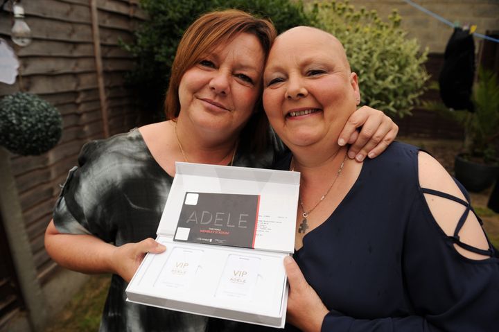 Justine Nield and Lisa Middlecote with their VIP Adele tickets.