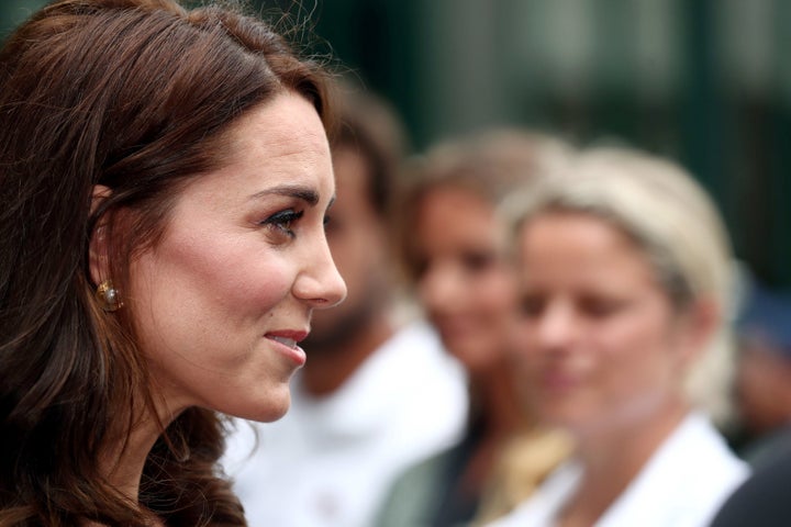 Catherine, Duchess of Cambridge on day one of the Wimbledon Championships at The All England Lawn Tennis and Croquet Club, in Wimbledon on 3 July 2017.