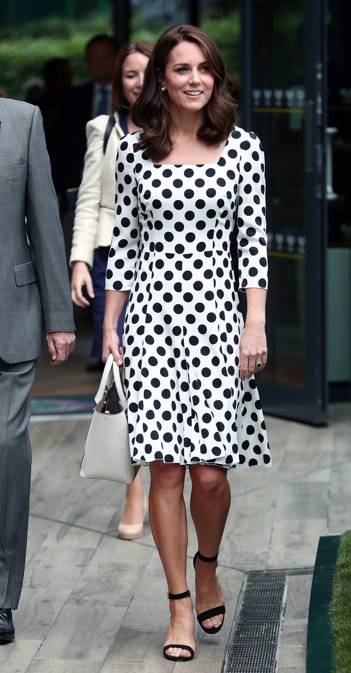 Catherine, Duchess of Cambridge, Patron of the All England Lawn Tennis and Croquet Club (AELTC) on day one of the Wimbledon Championships at The All England Lawn Tennis and Croquet Club, Wimbledon on 3 July 2017 in London, England.