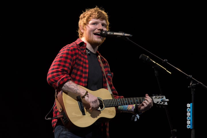 Ed Sheeran performs on the Pyramid Stage at the Glastonbury Festival