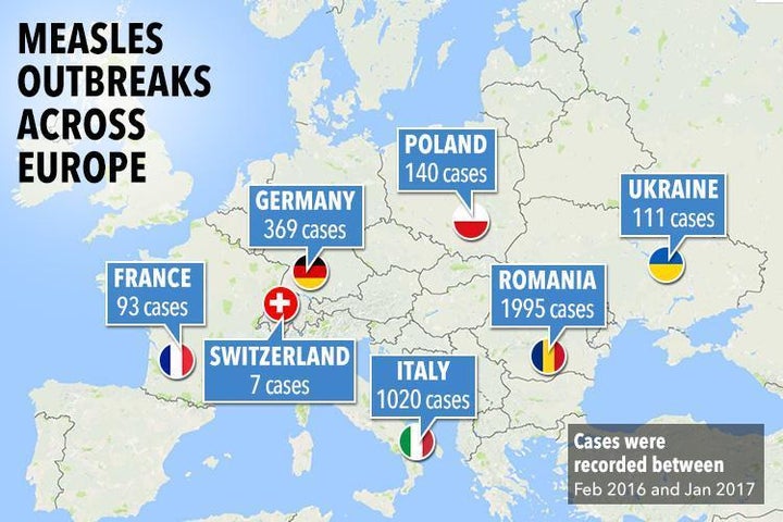 <p>Highly contagious measles is sweeping through Europe.</p>
