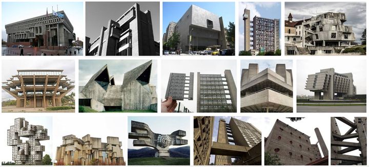 Google image search results for “Brutalist Architecture.” Upper left: Boston City Hall, Rudolph Building at Yale, Whitney Museum.