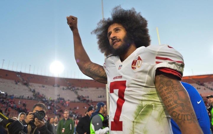 Colin Kaepernick after a win against the Los Angeles Rams.