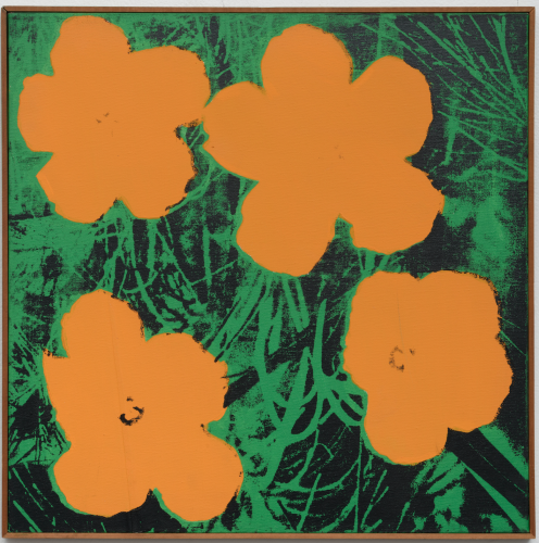 <p>Elaine Sturtevant: Warhol Flowers, 1965, Synthetic polymer silkscreen on canvas</p>
