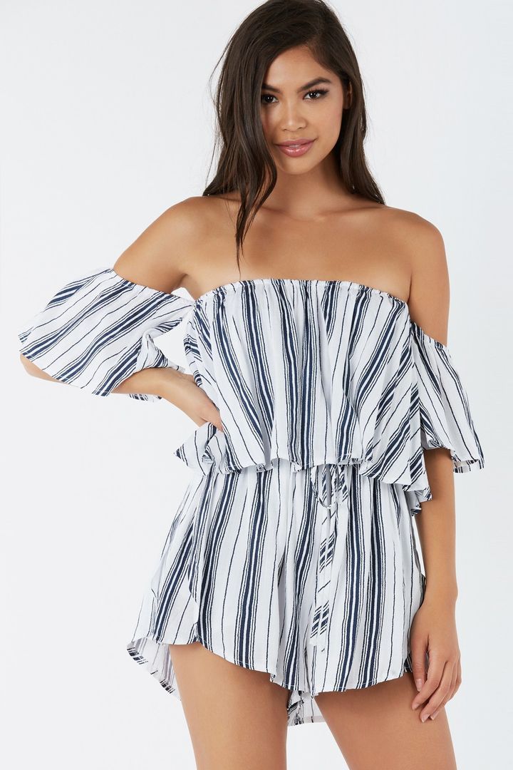 Sail On Off Shoulder Romper, Necessary Clothing - $34.99