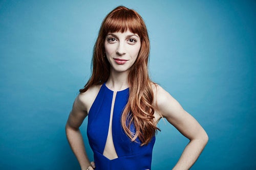 red hair with blue dress Bronte Dress in Dark Slate