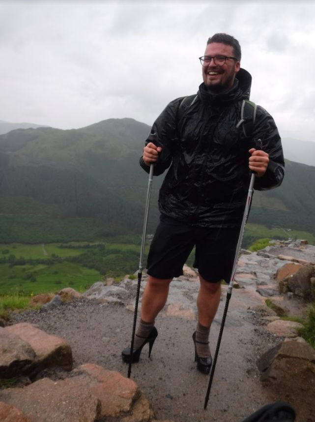 Ben Conway stunned hikers after he attempted to scale Ben Nevis in five inch heels 
