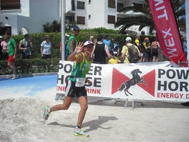 Rowena Harding competing in a triathlon in Mallorca. 