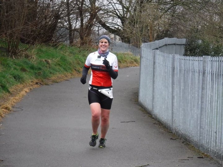 Marita Moore doing a triathlon.