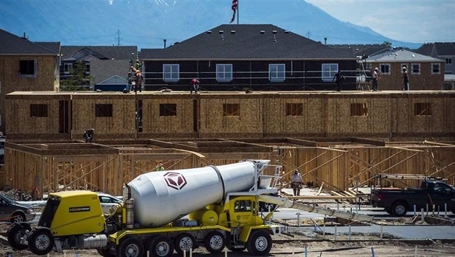Homes under construction in Vineyard, Utah, where the population grew from 139 in 2010 to almost 4,000 last year. Most small