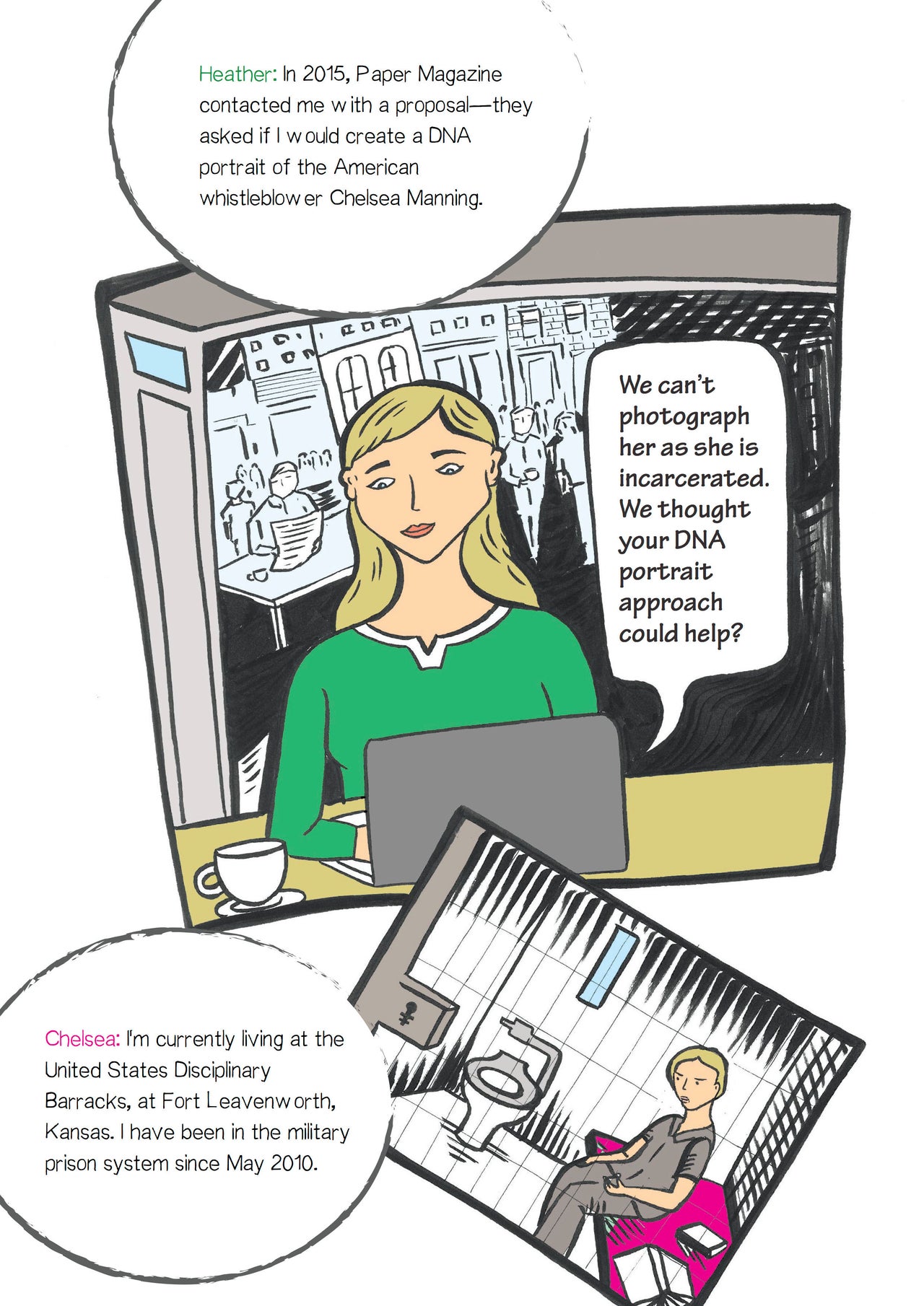 Heather Dewey-Hagborg and Chelsea Manning, "<em>Suppressed Images</em>, 2016Illustrated by Shoili Kanungo