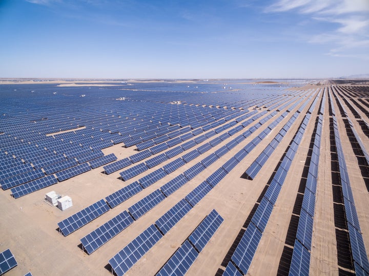 A solar park in Golmud, Qinghai Province, China.