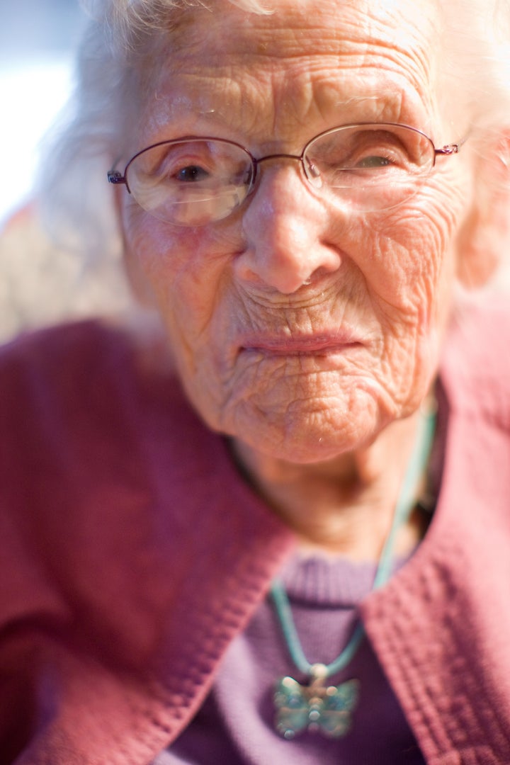 Bernice Madigan, on the cusp of her 110th birthday, is one of just 25 or so known supercentenarians in the world. She lives in Cheshire, Mass. with her niece, Elaine Daniels, who is throwing her a huge birthday celebration (with hundreds of invitees) on Saturday, July 25, 2009. (Photo by Dina Rudick/The Boston Globe via Getty Images)