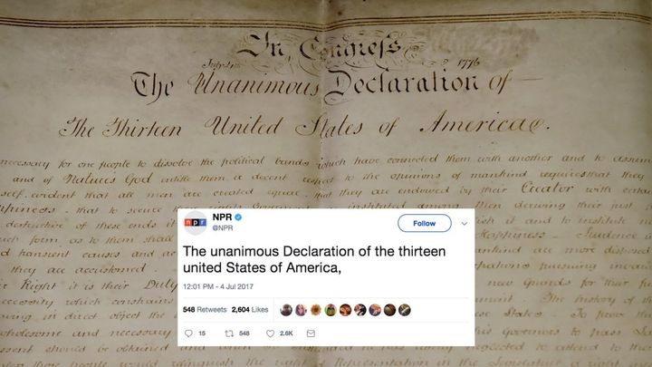 NPR upset a lot of Twitter users after the outlet tweeted lines from the Declaration of Independence.