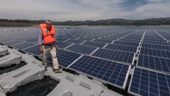 MONTALEGRE, PORTUGAL - JULY 06: Floating solar panels at Alto Rabagao Dam, site of solar panels for world's first combined hydro and floating photo voltaic project officially inaugurated on July 06, 2017 in Montalegre, Portugal. Energias de Portugal (EDP) has started a pilot operation with 2500 square meters of solar floating panels that are able to annually generate 300 MWh. Their production is combined with that of the dam. (Photo by Horacio Villalobos - Corbis/Corbis via Getty Images)