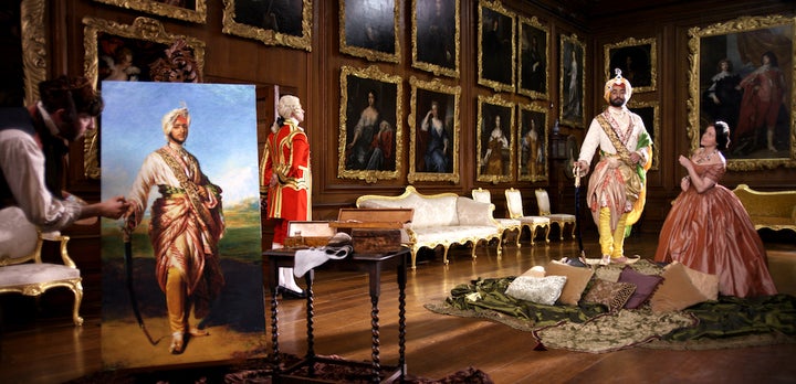<p>The Black Prince (Satinder Sartaaj) poses for a portrait as Queen Victoria (Amana Root) looks on.</p>