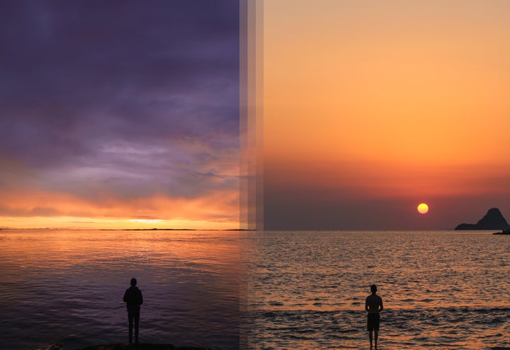 <p><strong>Sunrise on Vancouver Island in Canada vs Sunrise on Poros Island in Greece</strong></p>