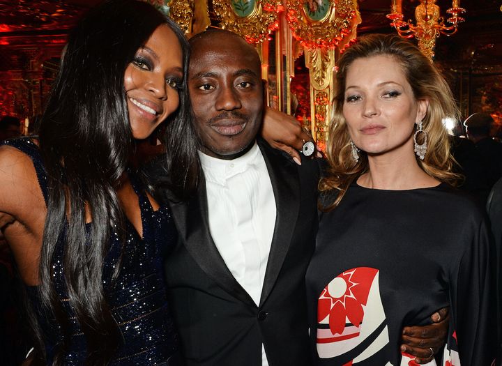 Naomi Campbell, Edward Enninful and Kate Moss attend a party in celebration of Edward Enninful in The Oscar Wilde Bar, Hotel Cafe Royal, on 1 December 2014 in London, England.