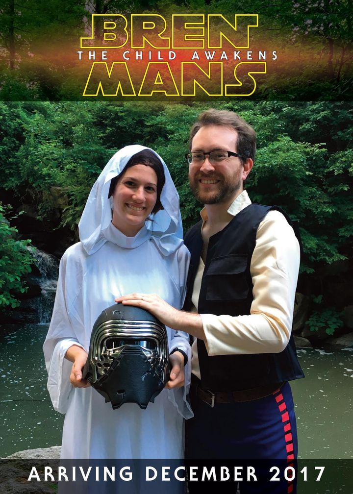 "Star Wars" fans are pointing out one grim detail in this pregnancy announcement from Ariel David Brenman and Hannah Goodman Brenman.