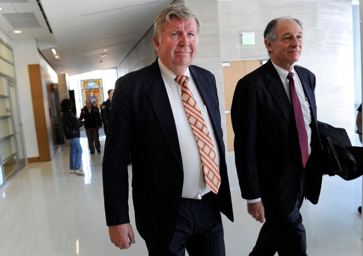 Douglas Bruce leaving a courtroom in 2012 after a hearing on tax evasion charges.