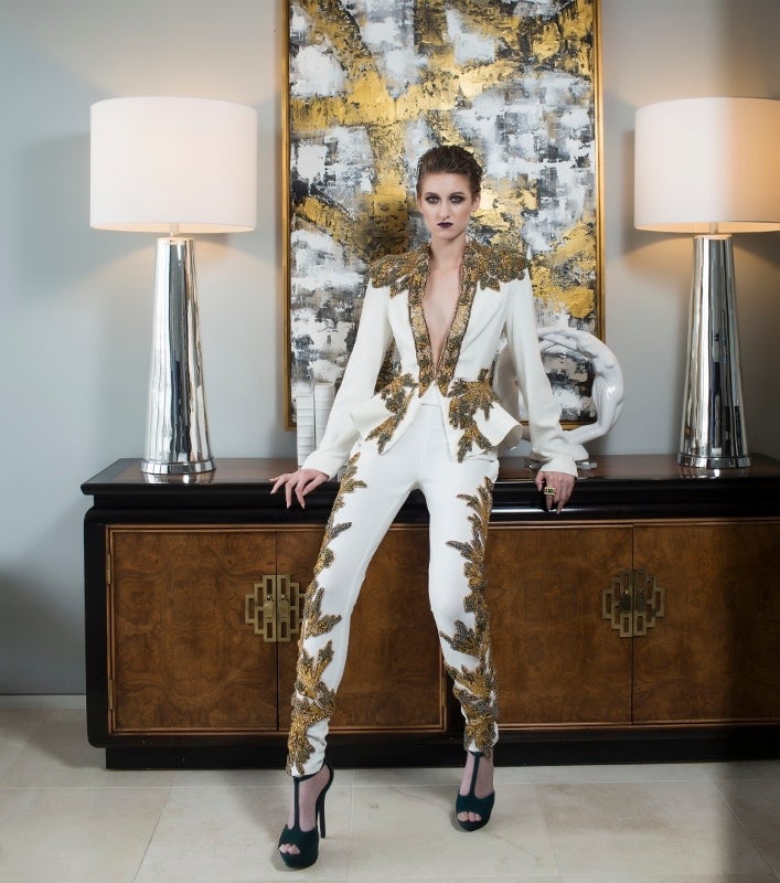  Esé Azénabor custom beaded pant suit from the Woman X Power Collection.