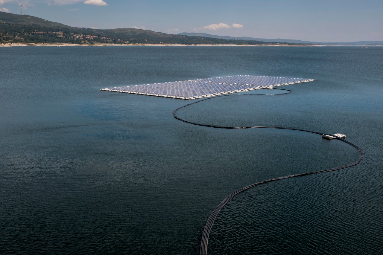 Local officials inaugurated the floating solar panels at Alto Rabagão dam on July 6.