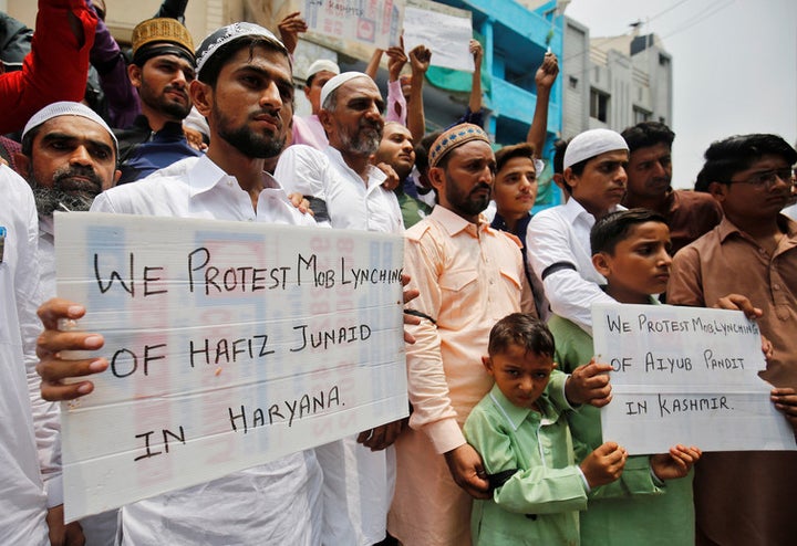  Muslims protest against the recent cases of mob lynching, Ahmedabad, June 26, 2017. 