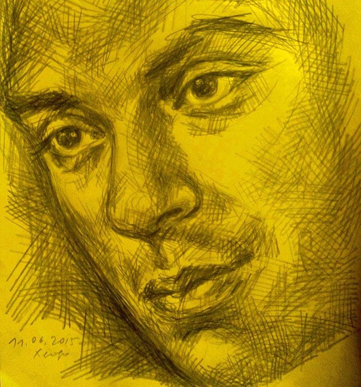 Boris Nemtsov by Lena Hades. Pencil on paper, 2015.