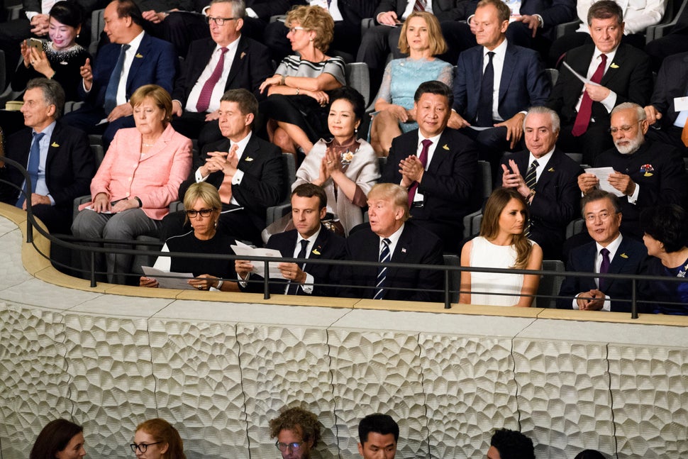 G-20 members attend a concert at the Elbphilharmonie philharmonic concert hall in Hamburg, Germany, as violent protests