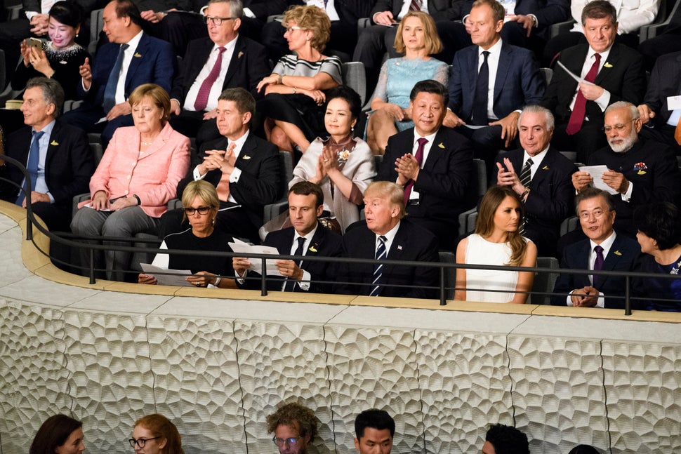 G-20 members attend a concert at the Elbphilharmonie philharmonic concert hall in Hamburg, Germany, as violent protests erupt in the streets.