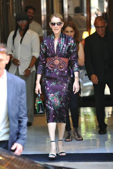 Looking calm and collected in a floral Gucci dress.