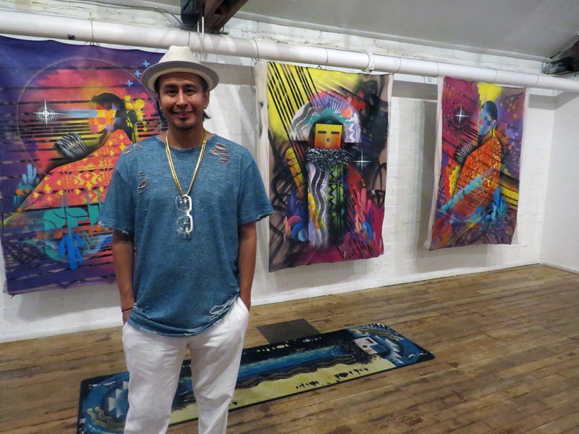 Randy L. Barton with new works exhibited in Las Vegas Culture Pop Up at The Arts Factory, July 2017.