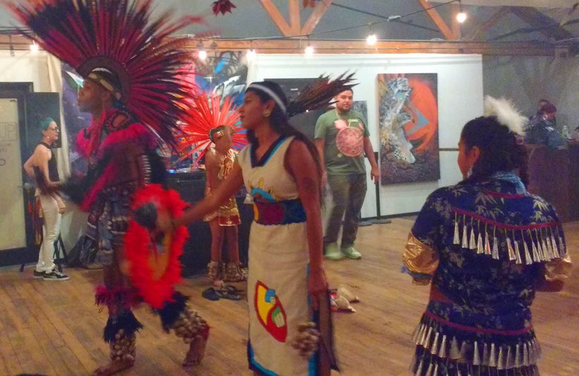<em>Danza Azteca perform </em>in Las Vegas Culture Pop Up at The Arts Factory, July 2017.