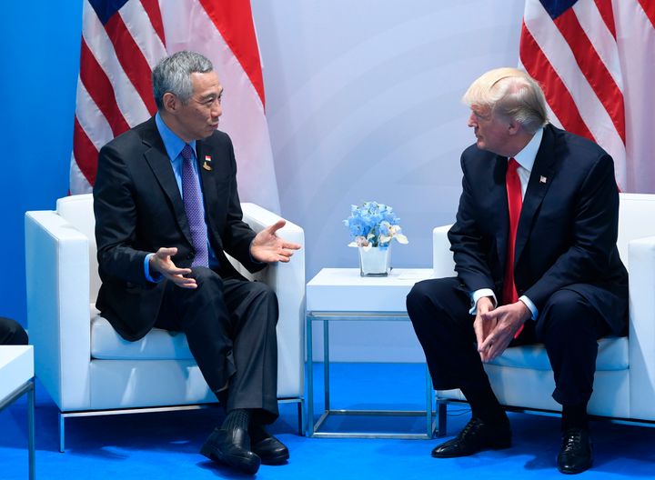 President Trump's personal Instagram account confused Singapore's Prime Minister Lee Hsien Loong, pictured left, with Indonesian President Joko Widodo.