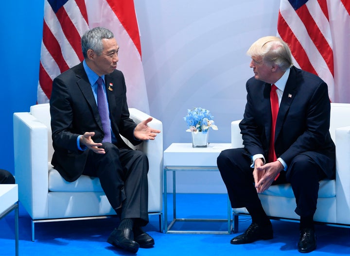 President Trump's personal Instagram account confused Singapore's Prime Minister Lee Hsien Loong, pictured left, with Indonesian President Joko Widodo.