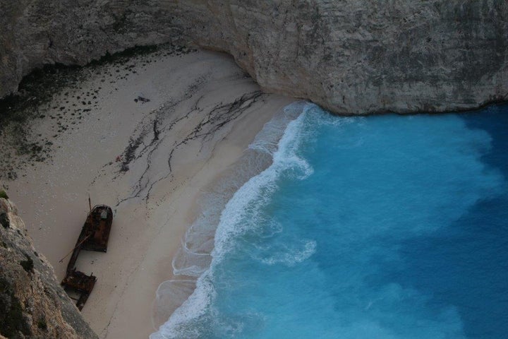 The stunning colors of Navagio Beach. The island is usually in the news as holiday paradise. 