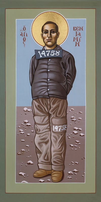 <p><em>Ben Salmon, Patron of Conscientious Objectors, Courtesy of Father William Hart </em><a href="http://www.frbillmcnichols-sacredimages.com/" target="_blank" role="link" rel="nofollow" class=" js-entry-link cet-external-link" data-vars-item-name="McNichols" data-vars-item-type="text" data-vars-unit-name="59632b5de4b0cf3c8e8d5a05" data-vars-unit-type="buzz_body" data-vars-target-content-id="http://www.frbillmcnichols-sacredimages.com/" data-vars-target-content-type="url" data-vars-type="web_external_link" data-vars-subunit-name="article_body" data-vars-subunit-type="component" data-vars-position-in-subunit="0">McNichols</a>, <a href="http://www.frbillmcnichols-sacredimages.com/" target="_blank" role="link" rel="nofollow" class=" js-entry-link cet-external-link" data-vars-item-name="www.frbillmcnichols-sacredimages.com" data-vars-item-type="text" data-vars-unit-name="59632b5de4b0cf3c8e8d5a05" data-vars-unit-type="buzz_body" data-vars-target-content-id="http://www.frbillmcnichols-sacredimages.com/" data-vars-target-content-type="url" data-vars-type="web_external_link" data-vars-subunit-name="article_body" data-vars-subunit-type="component" data-vars-position-in-subunit="1">www.frbillmcnichols-sacredimages.com</a></p>