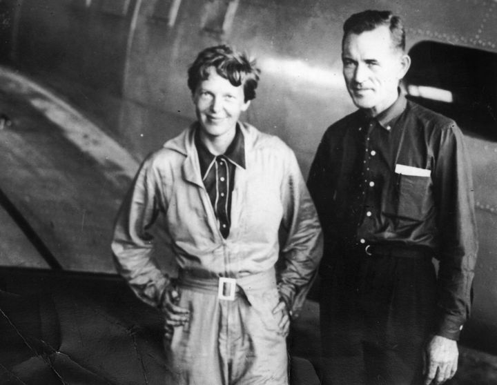 Amelia Earhart with her navigator Captain Fred Noonan, pictured in Brazil in June 1937