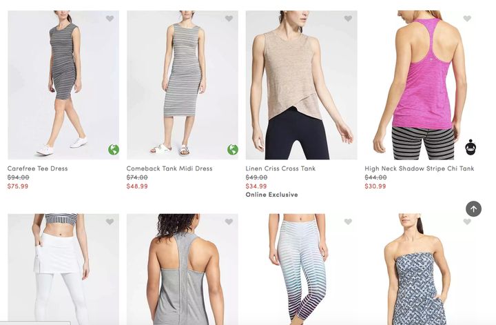 A sampling of Athleta's plus-size section. 