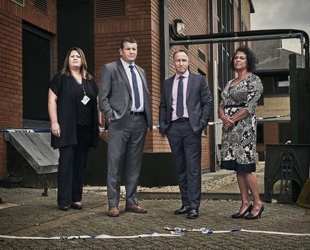 L-R Detective Constable Natalie Howard, Detective Inspector Stuart Blaik, Detective Superintendent Kevin Brown, Detective Constable Jacqui Redgrave from Thames Valley Police 