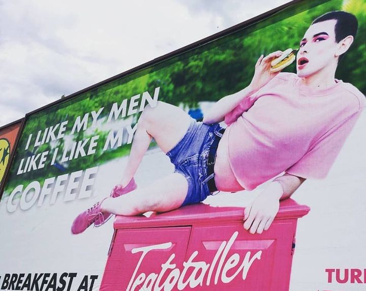 The Teatotaller billboard was erected June 22 in honor of Pride month. 